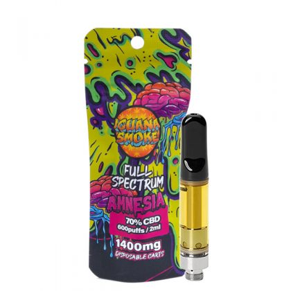 CBD Cartridge Tip Iguana Smoke Full Spectrum 70% Amnesia 2 ml.