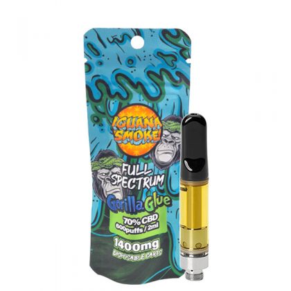 CBD Cartridge Tip Iguana Smoke Full Spectrum 70% Gorilla Glue 2 ml.